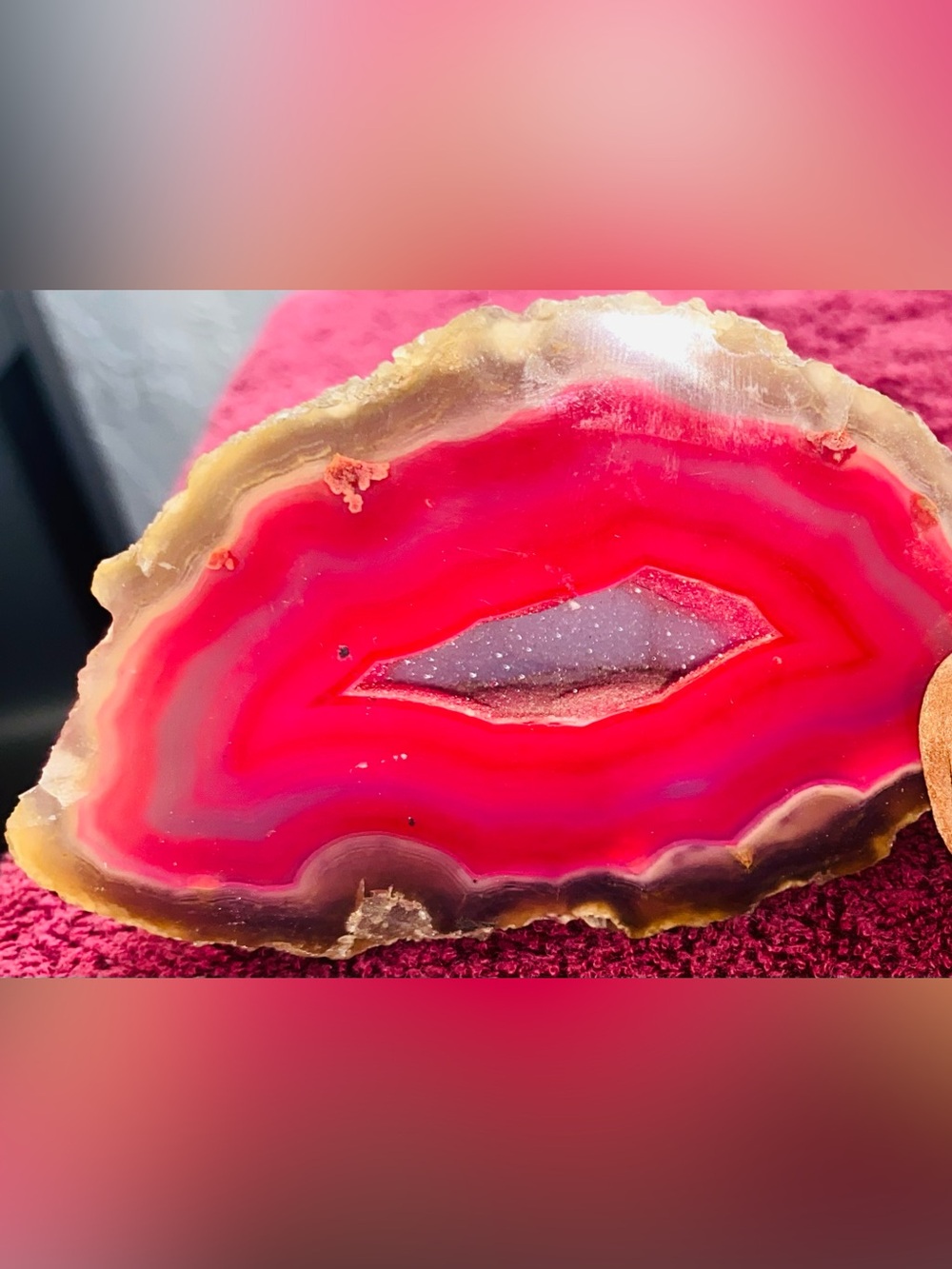 Vibrant Pink Agate Geode Slice - Decorative Bath & Body Accent